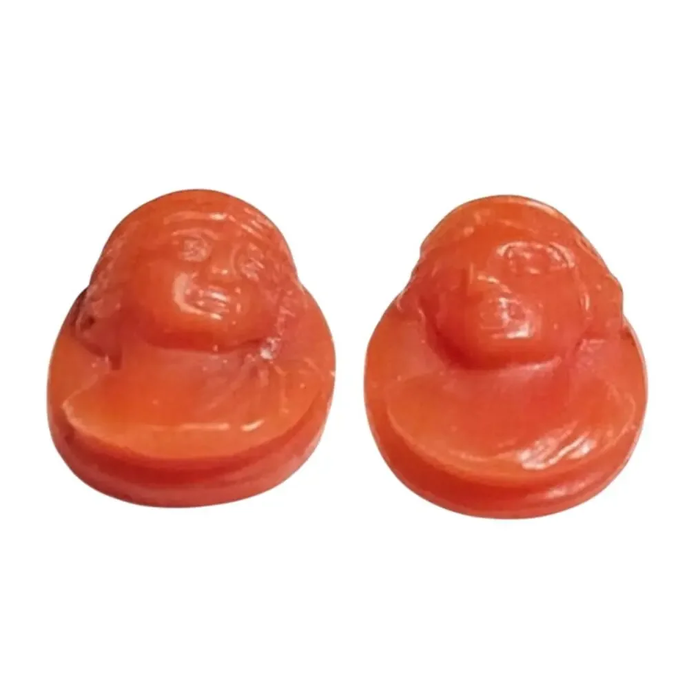 Antique Victorian Pair of Matching Natural Mediterranean Red Coral Oval Cameos